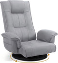 Ergonomic Swivel Floor Gaming Chair with Armrests & Side Pockets, 6-Position Reclining Sofa Bed, Foldable Padded Lounger with Thick Cushion & Lumbar Support for Esports, Reading, TV Watching, Beige by DeeLyan