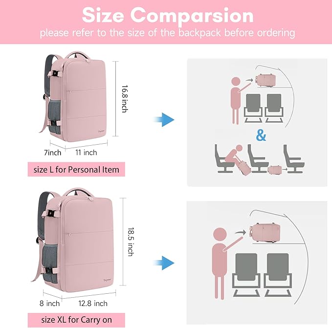 Taygeer Laptop Backpack for Women, TSA Friendly 40l Carry On Mochila | Large Travel Backpack with 17.3" Laptop Compartment, Daypack Business Computer Bag for Office Work Travel Essentials, Pink - Image 6