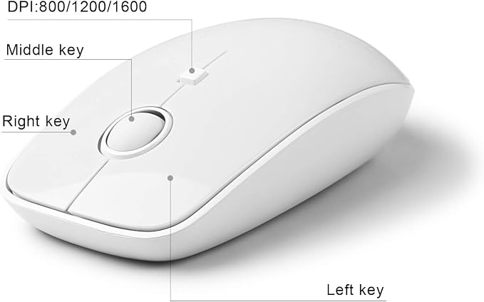 White Wireless Keyboard and Mouse Combo,Bubble Round Keys,Typewriter Style | Cute Aesthetic Minimalist Keyboard,Creamy Clicky Sound,2.4GHz Full-Size with Number Pad,for Long Nails PC Laptop Desktop - Image 4