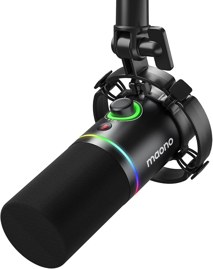 MAONO PD200X XLR/USB Dynamic Microphone, RGB Gaming Mic with Software | PC Mic with Mute, Gain Knob, Volume Control and Headphone Jack for Gaming, Streaming, Podcasting, Recording by MAONO