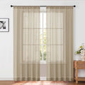Taupe Sheer Curtains 84 Inches Long 2 Panels for Living Room 52 Wide | Sheer White Curtains for Bedroom, Elegant Airy Light Filtering Window Treatments, Rod Pocket, 2pcs Each Panel 52" W x 84" L by OWENIE