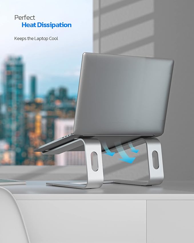 Nulaxy Full Aluminum Laptop Stand, Stable Support to 22 lbs, Silver | Detachable for Portable Storage, Easy Setup, Saves Desk Space, Compatible with 10-16 Inch Laptops, Office Desk Accessories - Image 3