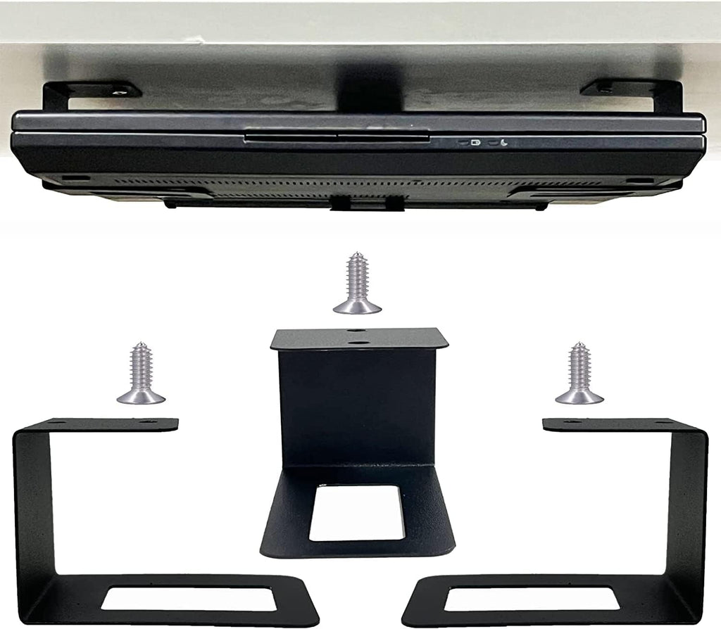 AUXPhome (3) Laptop Holder Under Desk Laptop Mount Organizer Rack Storage Shelf, Add On Under Table Laptops, Keyboard, Routers, Modems, Cable Box, Network Switch & More, Desk Accessories by AUXPhome