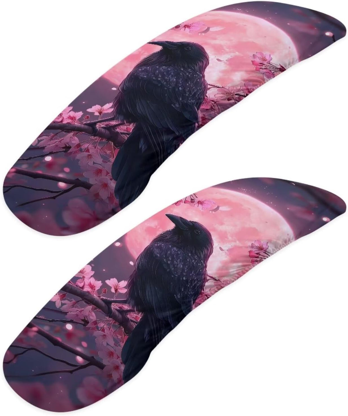 Raven Moon Floral Printed Office Chair Armrest Slipcovers Covers 2Pcs/Set Anti-Slip Stretchy Computer Chair Arm Rest Cover Universal Fits Rotating Desk Gaming Chairs by Wanzuoeng