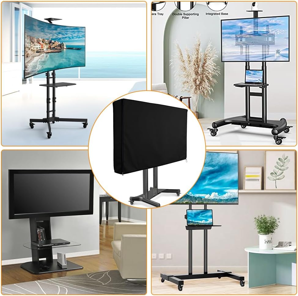 Mobile TV Stand Cover for 60-72 Inch Rolling/Moving TV Cart Outdoor Waterproof TV Screen Protection Cover Dustproof Portable TV Stand Mount Cover - Image 6