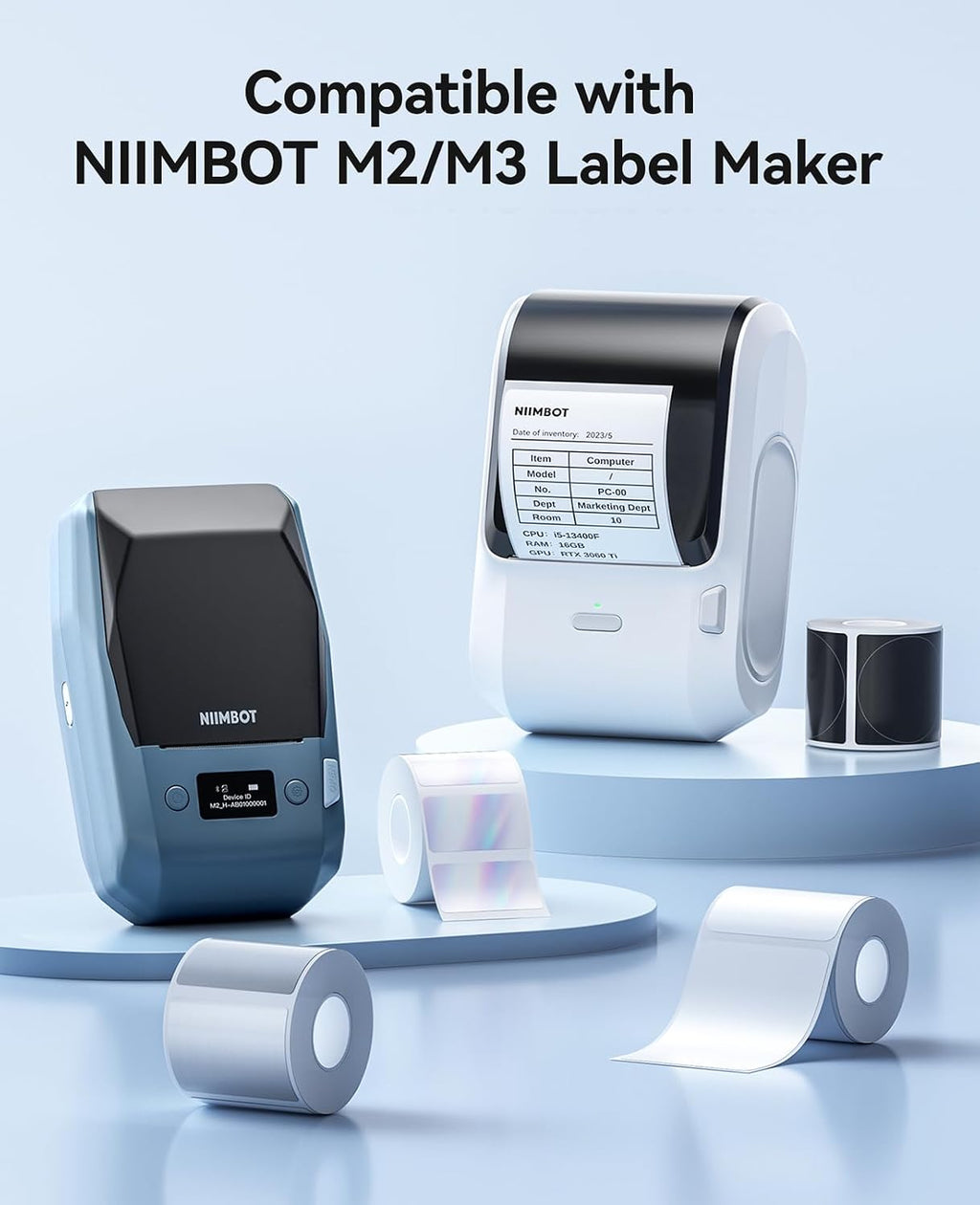 NIIMBOT M2/M3 Thermal Transfer Labels, 1.57''×1.18'', Glitter Silver - Image 2