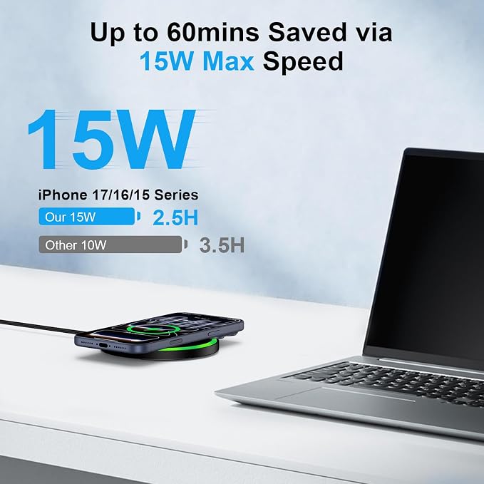 for Samsung Wireless Charger Fast Charging Pad for Samsung Galaxy S26 Ultra | Z Flip8 S25 FE S25 S24 Plus S23,Android Phone Wireless Charging Station Cargador Inalámbrico Para for iPhone 17e with Adapter - Image 2