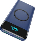 Wireless Portable Charger 30,800mAh,15W Wireless Charging USB C Power Bank,25W PD QC 4.0 Fast Charging 4 Outputs Travel Essentials Battery Pack Compatible with iPhone 17/16/15/14,Galaxy,Android-Blue by HETP