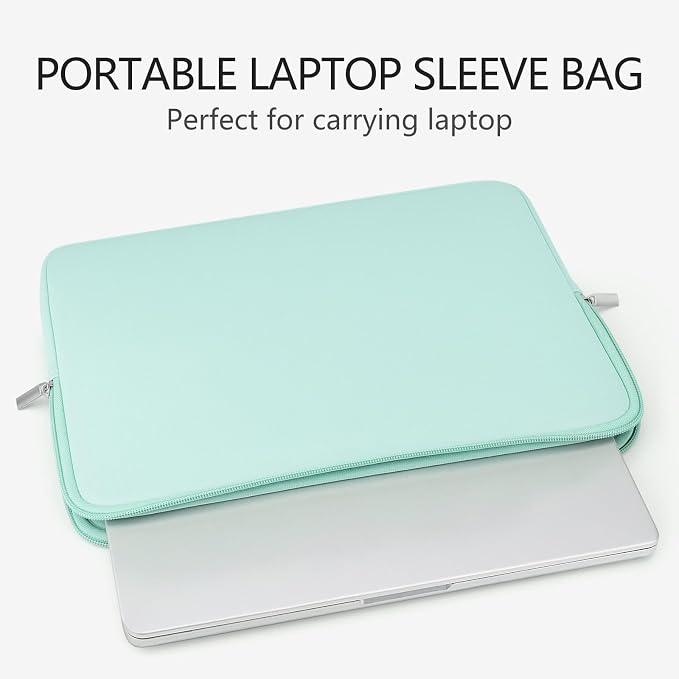 RAINYEAR 14 Inch Laptop Sleeve Case with Accessories Pouch, Mint Green | Protective Case Padded Carrying Cover Zipper Computer Bag Compatible with 14 Inch Notebook Tablet Chromebook Laptop - Image 2