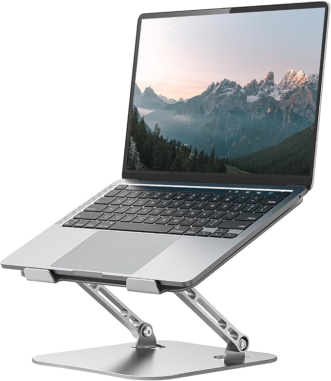 Orlian Laptop Stand Adjustable Computer Stand Sturdy Aluminum Laptop Stand for Desk Foldable Laptop Holder Portable Riser for 11–16-inch Laptop Notebook Tablet and More, Silver by Orlian