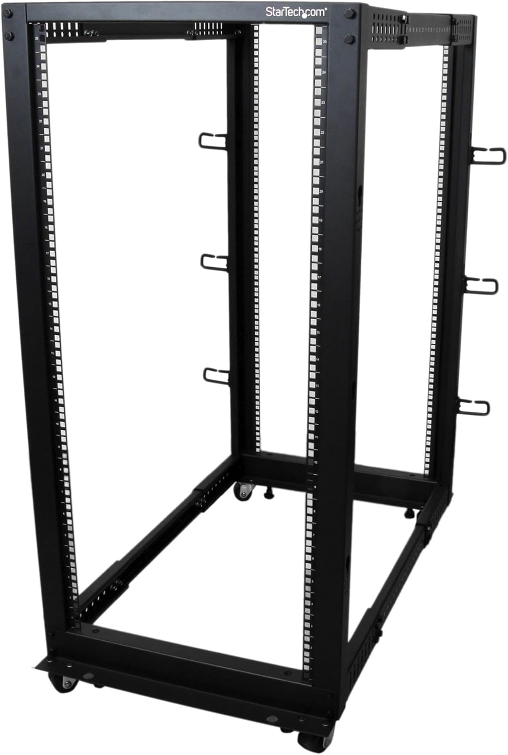 StarTech 25U 4-Post Open Frame Server Rack, 19in, 1200lb/544kg, Mobile - Image 3