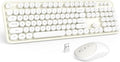 MOFII Wireless Keyboard and Mouse Combo, Milk White 2.4G Full Size Keyboard, Round Key Typewriter Keyboards and Cute Mice with 2-in-1 USB Dongle, for PC Laptop Chromebook Smart TV by MOFII