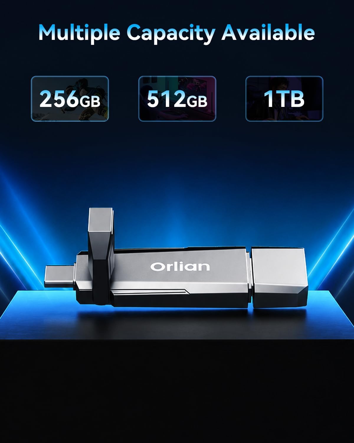 512GB External SSD USB Solid State Drive up to 1000MB/s Dual USB C+A 3. 2 Thumb Drive - Image 7