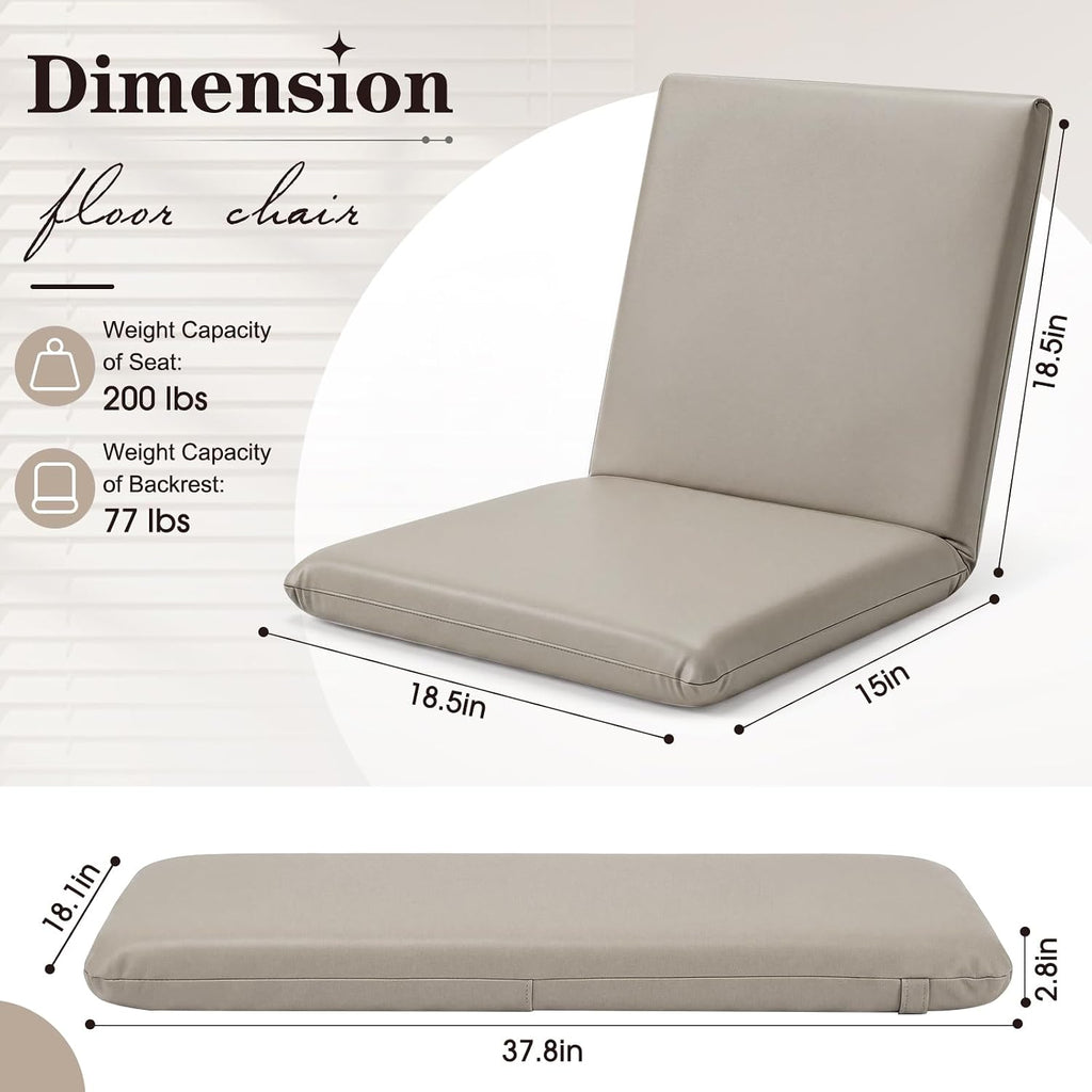 Floor Chair with Back Support 5 Adjustable Position Khaki, XL - Image 2