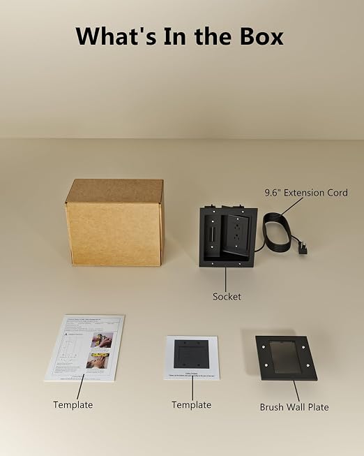 FORGING MOUNT in-Wall Cable Management Kit with Recessed Power Outlet Box,Cord Hider for Wall Mounted TV,Brush Plate,9.3ft Cord,–Easy,Safe Management for Organized TV and Home Theater Setups-Black - Image 8