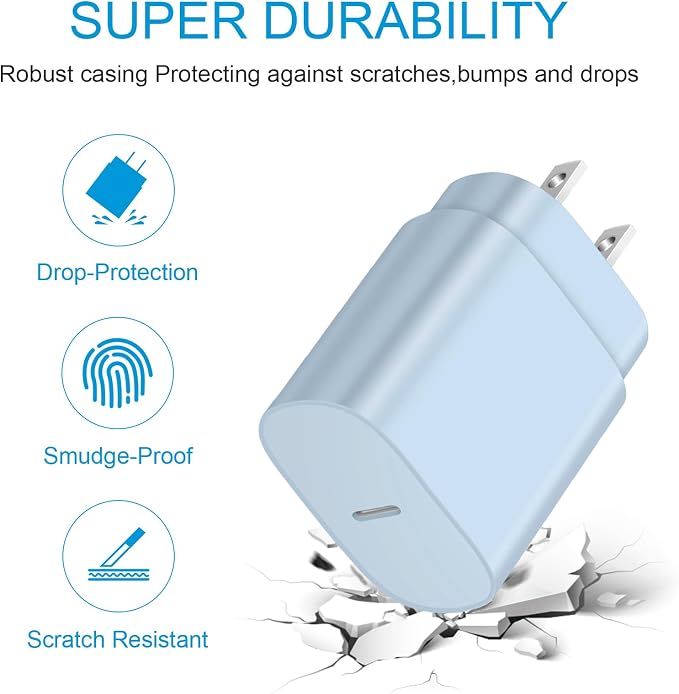 Type C Charger Fast Charging,USB C Charger,25W Samsung Super Fast Charger | for Samsung Galaxy S26/S25/S24/S23/iPhone 17/16/15 Series,Android,with 10FT Extra Long USB C Cable (2-Pack with 2 Cable Blue) - Image 2