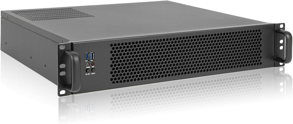 RackChoice Server case MicroATX/Mini-ITX 2U Rackmount Server Chassis max 7x3.5 Bay / USB3.0 with 2.0 Adapter Support ATX PSU Either top or Side Cooling Depth 15.7" by rackchoice