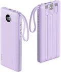 VRURC Portable Charger Built in 4 Cables, 10000mAh Power Bank | Battery Pack Travel Essentials, 5 Outputs 2 Inputs Slim Phone Charging Bank Lavender(1 Pack) by Home