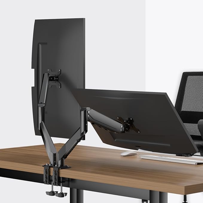 Pholiten Dual Monitor Arm for 17-32" Screen | Fully Adjustable Gas Spring Monitor Desk Mount, Adjustable Tilt/Swivel/Rotate Monitor Stand Up to 22lbs Each - Image 4