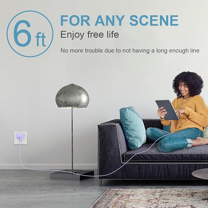 iPhone 17 16 15 Charger Fast Charging 3 Pack USB C Charger Block | Type C Chargers 6FT Cord Wall Chargers for iPhone Air/17/17 Plus/17 Pro/17 Pro Max/16/16 Plus/16 Pro/16 Pro (Purple) - Image 8