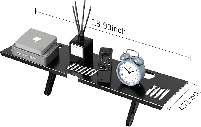 CABTE Adjustable Steel TV Top Shelf for Soundbar, Floating TV Stand | Universal Monitor Shelf, Game Console, Cable Box, Router Shelves (16.93x4.72inch Steel) - Image 2
