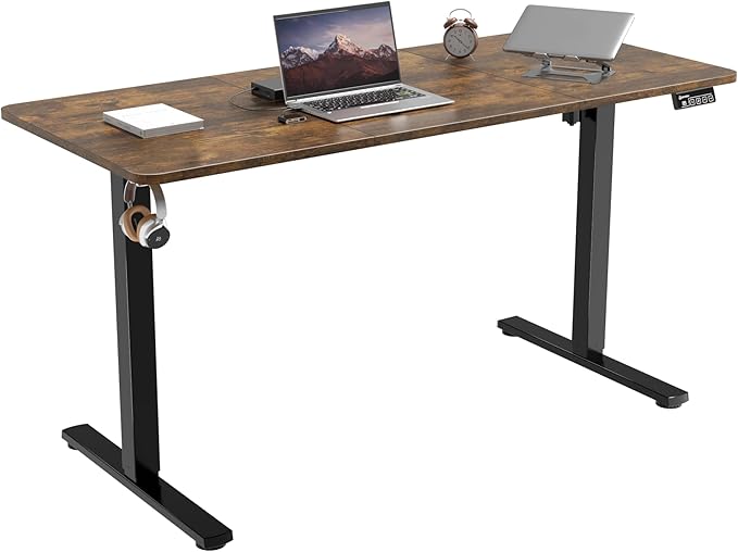 55"x24" Standing Desk, Height Adjustable Sit-Stand Home Office, Brown | Electric Adjustable Standing Desk, Sit to Stand Computer Office Desk with Splice Board, Memory Preset, Lifts 28.7''-46.5" by ERGOMAKER