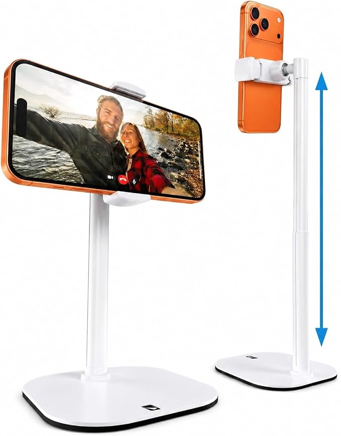 COOPER ChatStand Sturdy Cell Phone Holder, iPhone Stand for Desk, Recording | 9-13" Adjustable, Weighted Metal Base, Tabletop Tripod, for Filming, Video Calls, FaceTime; fits all iPhone, Samsung, Android by CooperCases