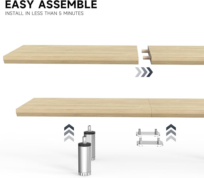 Fenge 39.4” Dual Monitor Stand with Height Adjustable Legs, Oak | Wooden & Steel, Ergonomic Height 3.6" to 4.4", Underneath Storage, Holds up to 99lbs, Laptop Monitor Stand for Home Office - Image 2