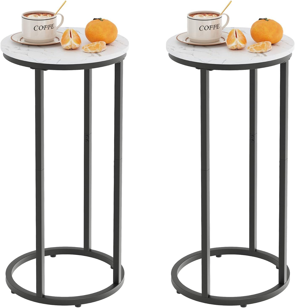 C Shaped End Table, Couch Side Tables for Living Room, Round Sofa End Table with Metal Frame, Small Wooden Snack Table for Bedroom, Small Spaces, Easy Assembly (Black,2pcs) by Easy Paws