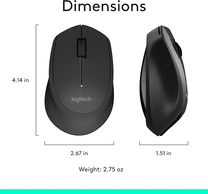 Logitech MK345 Full Size Wireless Keyboard and Mouse Combo - Black | Full size keyboard with integrated palm rest, compact right handed mouse, connect via single included USB-A Nano Receiver - Image 10