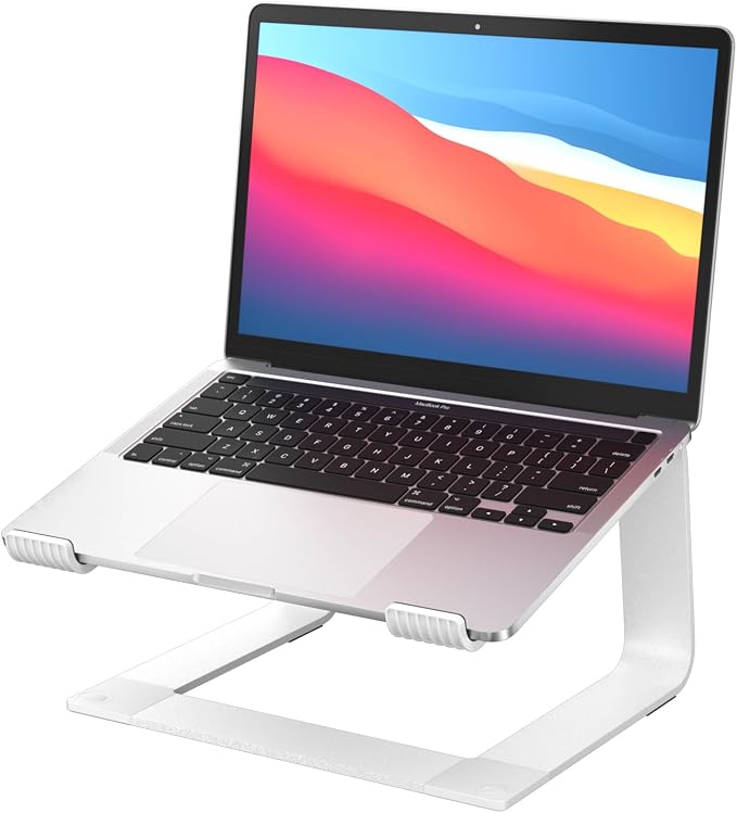 GleYo Laptop Stand for Desk Portable Computer Riser Metal Notebook Holder Printer Stand Office Desk Accessories Compatible with MacBook Air, Pro, Dell, HP, Lenovo and All 10-16" Laptops, Silver by Unknown