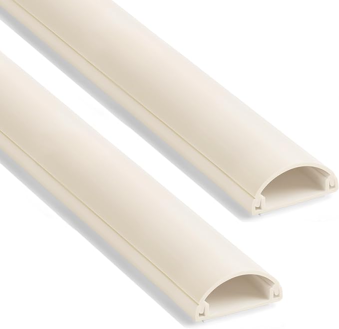 ZhiYo 85in Cord Covers for 1-2 Wires on Wall, D-Shaped 1" W x 0.4" H, Beige | Curved Design, Low-Profile Cord Hider, Self-Adhesive Cable Management Raceway for Wall-Mounted TV Wires, 6 Pack (14.2" Each) by ZhiYo
