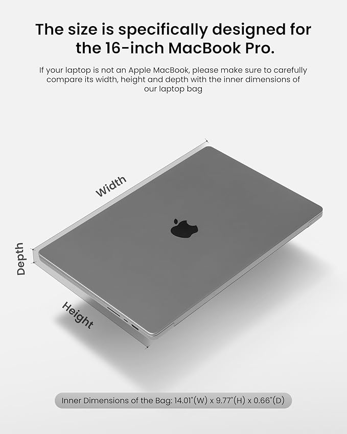 tomtoc 360° Protective Laptop Sleeve for 16-inch New MacBook Pro M5 Pro/Max | 2026 A3428 A3429, M4/M3/M2/M1 A3403 A3186 A2991 A2780, Water-Resistant MacBook Case Bag with Accessory Pocket For Dell XPS 16 - Image 9