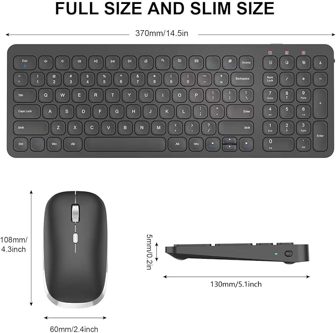 cimetech Wireless Keyboard and Mouse Combo - Black | Compact quite scissor-switch keyboard with optical mouse, includes USB-A Nano Receiver, for Computer,Mac,Laptop,PC,Windows - Image 2