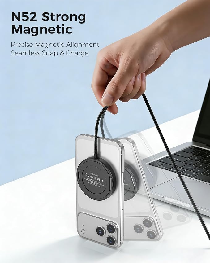 25W Magnetic Wireless Charger, Qi2.2 Fast Wireless Charging Pads with Kickstand,MagSafe Charger for iPhone 17/16/15/14/13/12 Series & AirPods 4/3/2/Pro, Samsung S26 S25 Series, Google Pixel 10 - Image 7