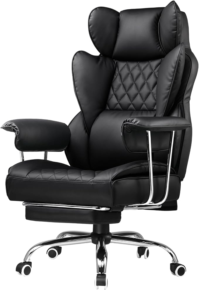 GTPLAYER Gaming Chair,Office Chair with Pocket Spring Lumbar Support, Ergonomic Comfortable Wide Office Desk Computer Chair with Outward Fixed Soft Armrests and Footrest (PU Leather, Black) by GTPLAYER