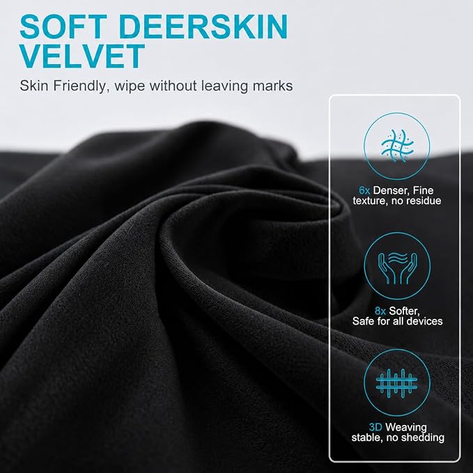 3 Pack Microfiber Liner Cleaning Cloth 13" with Screen Keyboard Imprint Protection, Laptop Keyboard Protector Compatible with MacBook Neo13/Pro13 /Air 13" and MacBook Pro 14"-Black - Image 4