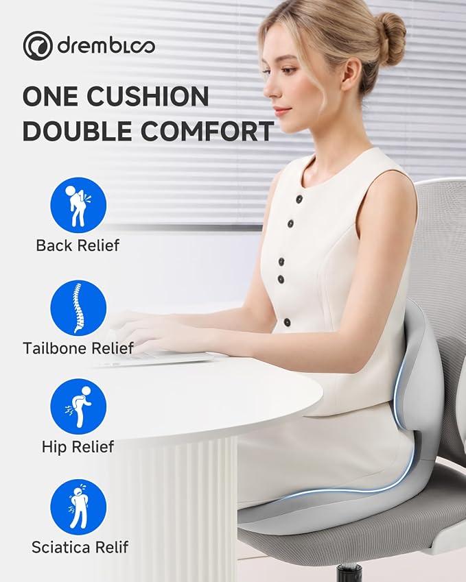 Ergonomic Seat Cushion, Premium Memory Foam Office Chair Seat Cushions with L-Shaped Design - Image 4