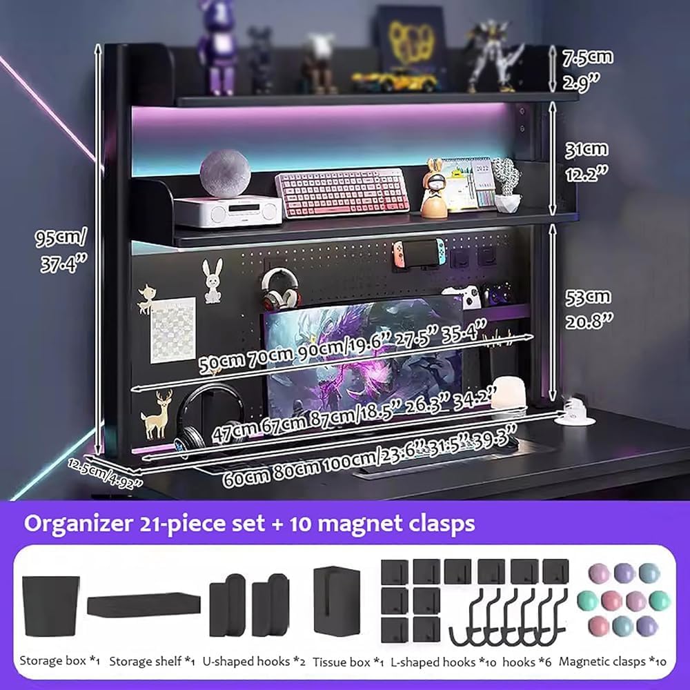 Upgraded Clamp-On Desk Pegboard Organizer Shelf – Heavy-Duty Metal Extension Shelving Unit for Office & Home – Desktop Storage Shelf with Privacy Panel & Versatile Accessory Compartme(Size:60cm/23.6") - Image 2
