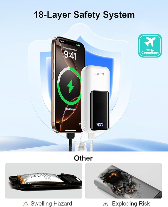 Mini Portable Charger,Small 22.5W PD Power Bank,10000mAh USB C in&Out Fast Charging Pocket Size Battery Pack,Travel Essentials Phone Charger for iPhone 17 16 15 Pro Air,Samsung S24,Android,iPad etc - Image 6