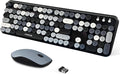 2.4GHz Wireless Keyboard and Mouse Set with Switch Button - Full-Size Keyboard - Compatible for Windows/Laptop/PC/Notebook/Smart TV and More - Grey Colorful by FOPETT
