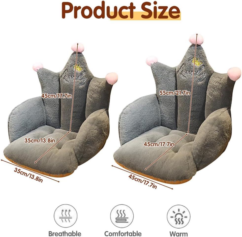Kawaii Crown Chair Back Cushion Comfy Office Seat Cushions with Armrest Non-Slip Rocking Stuff Pad Desk Chair Pad for Gaming Chairs Dorm Office Room Decor - Image 2