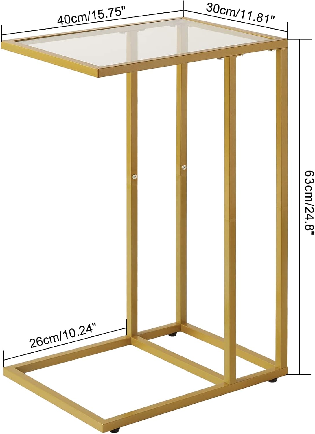 YMYNY C-Shaped End Table, Tempered Glass Side Table for Small Space - Image 3