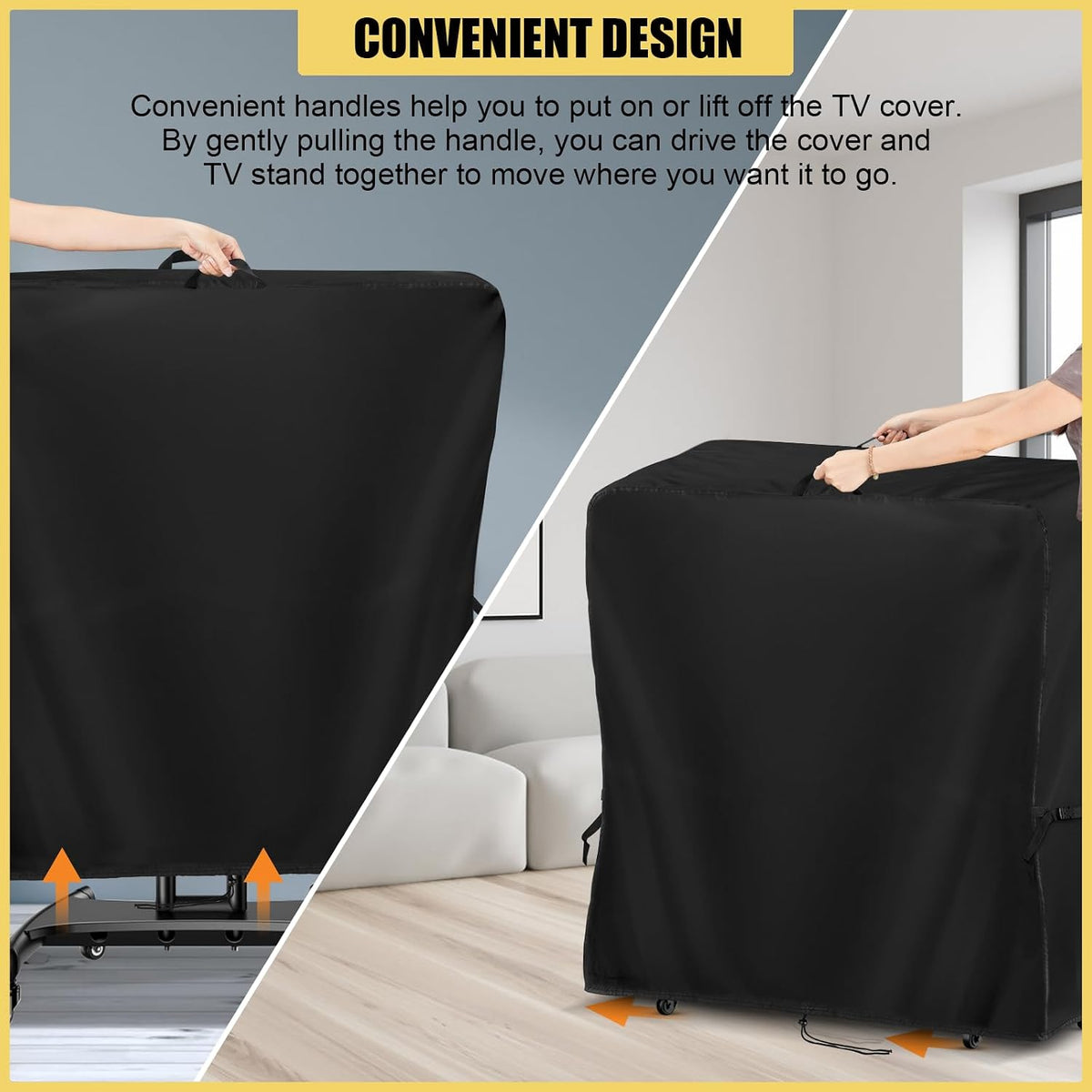 Customized Outdoor TV Cover for Rolling Mobile TV Stand Cart - Image 5