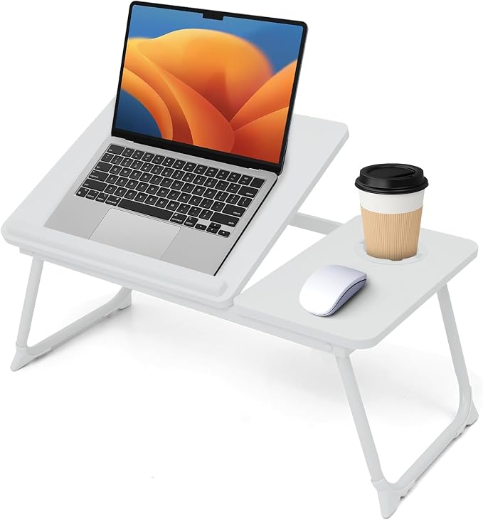 Lap Desk for Couch/Sofa/Floor, 5-Angle Adjustable Bed Desk with Foldable Legs &Cup Holder, Light Weight Bed Tray Table for Writing/Eating/Reading, Portable Laptop Stand for Adults, Kids by Unknown
