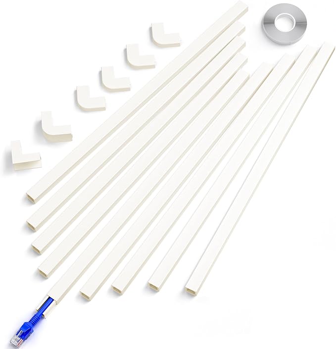 142in Beige Cord Hider, Delamu Beige Cord Covers for Wires on Wall, One-Cord Cable Hider, Wire Hider Wire Covers for Cords on Wall, Easy Set up Cable Cover Raceway, L15.7 W0.59 H0.4in by DELAMU