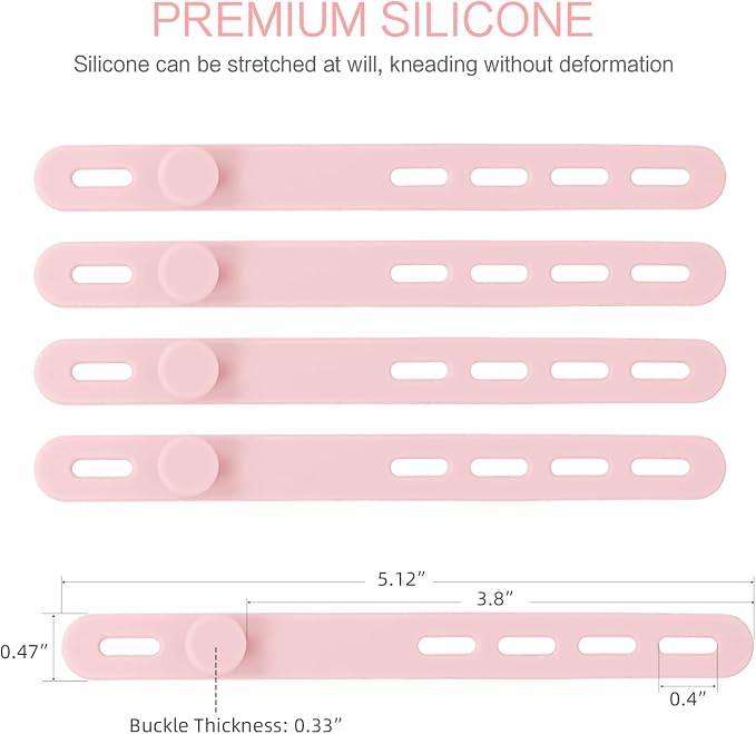 Donruby 24Pcs Silicone Cable Ties, Reusable Cord Organizer Straps, Pink | Adjustable, Multipurpose, 5.12" High-Elasticity Cord Wraps for Bundling Electronics, Home Office Travel Essentials - Image 2