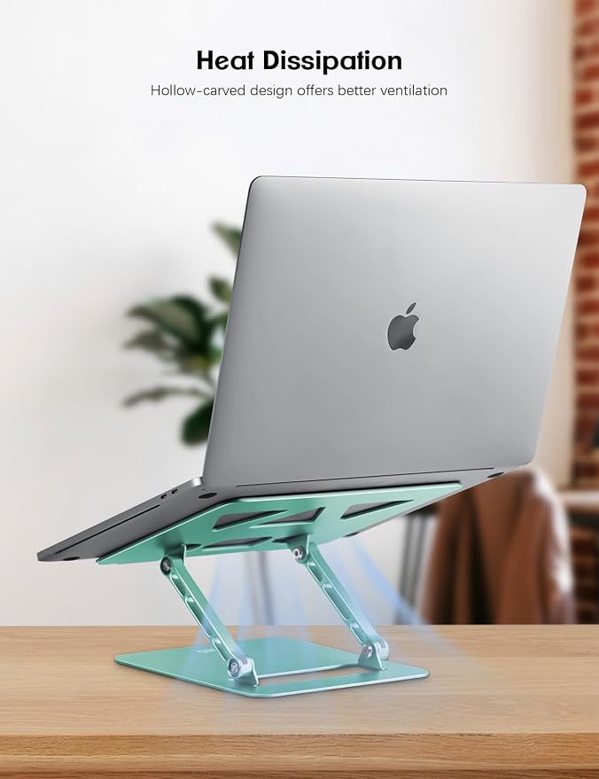 Aoviho Adjustable Laptop Stand for Desk,Portable Laptop Stand Holder and Riser,Foldable Aluminum Notebook Computer Stands for MacBook Air Pro HP Lenovo Dell Samsung, 10-15.6 inch (Fresh Green) - Image 5