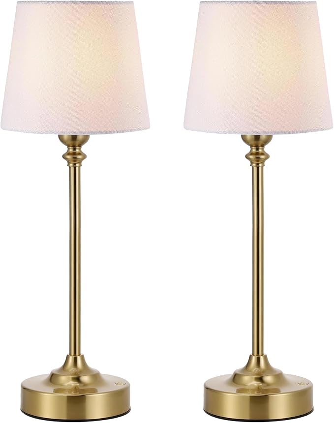 Kakanuo Cordless Table Lamps Rechargeable Set - 2 Pack Gold 4000mAH Battery Operated Lamps for Decor, 3000K Stepless Dimming Touch Wireless Lamp for Bedroom, Dining Table, Living Room, White Shade - Image 8