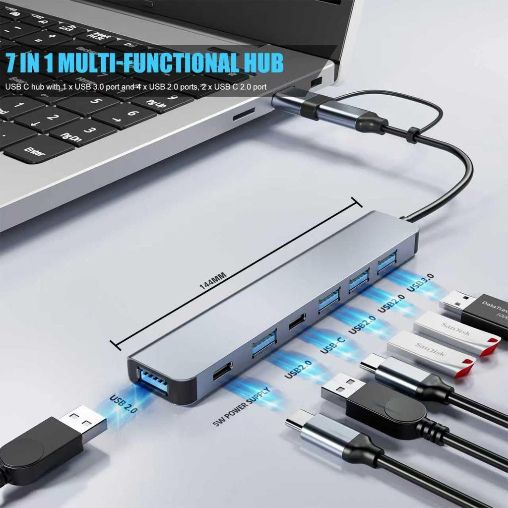 BERLAT 7-in-1 USB C Hub Aluminum USB 3.0 for MacBook PC iPad - Image 2